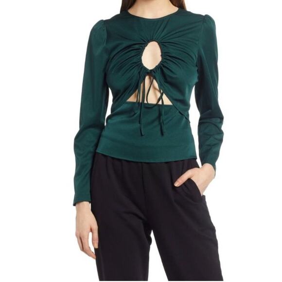 Open Edit Tops - Open Edit Sz. XXS Long Sleeve Blouse with Front Cut Outs Sexy Nightime Club